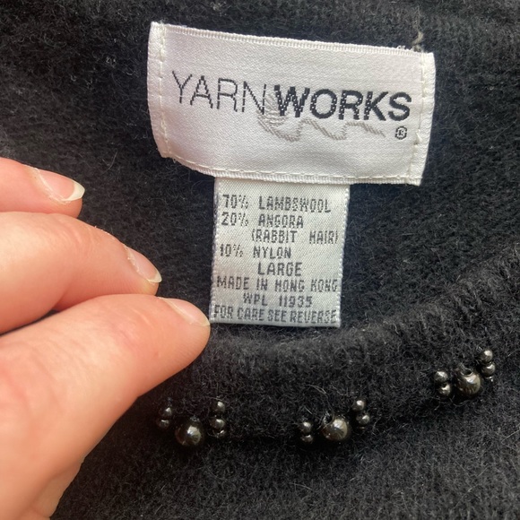 Yarnworks Sweater Black Wool Beaded Size Large - Picture 4 of 5